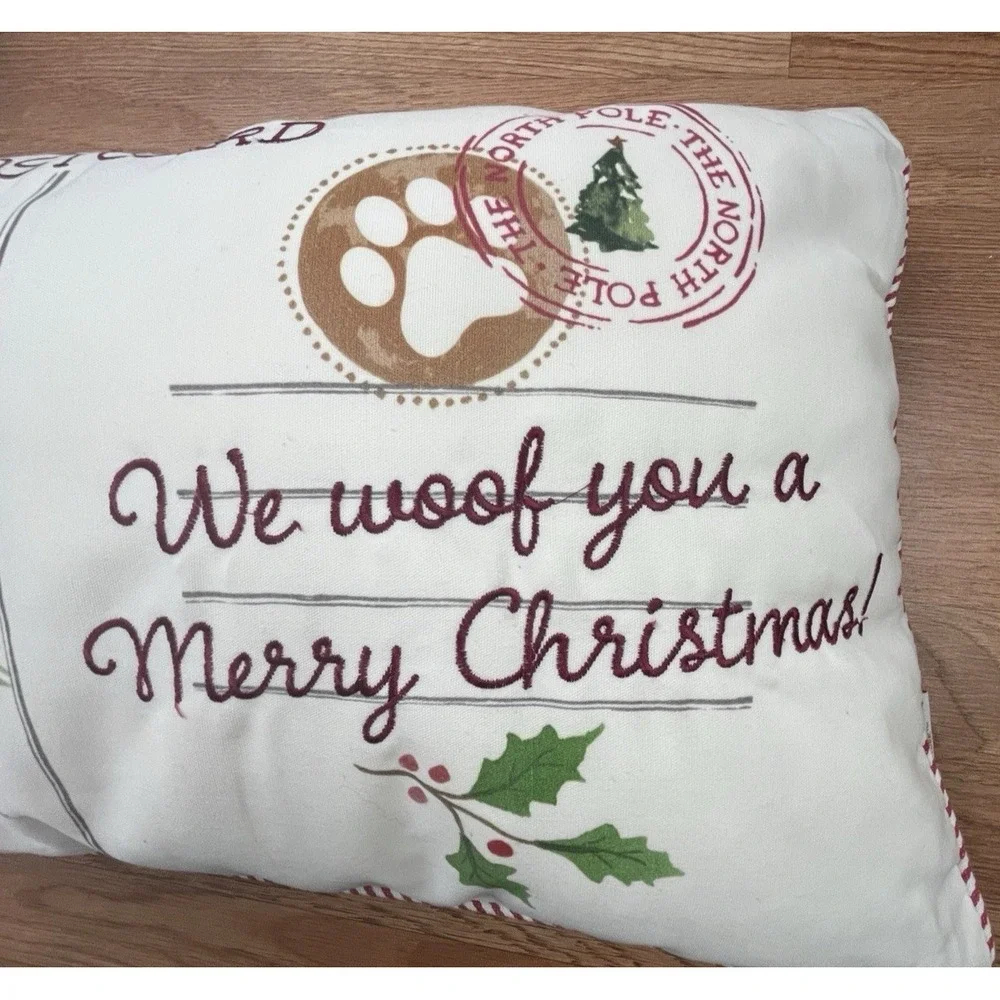Isaac Mizrahi Postcard Season Greetings Dogs Christmas Throw Pillow 13
